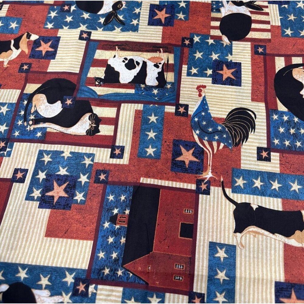 Warren Kimble Patriotic Animal Print Cotton Fabric 1/2 yard x 44" Cranston USA